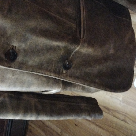 MEN'S M KENNETH COLE REACTION BROWN WASHED OUT AWESOME GRUNGE LOOK LEATHER COAT - Picture 13 of 16